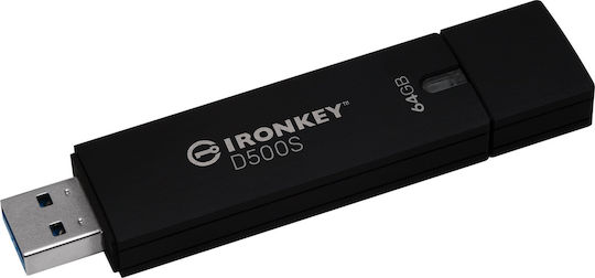 Kingston Ironkey D500s 64GB USB 3.2 Stick Μαύρο