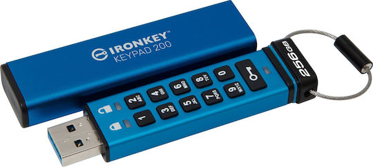 Kingston IronKey Keypad 200 256GB USB 3.2 Stick Μπλε