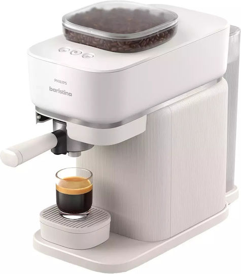 Philips Baristina Αυτόματη Μηχανή Espresso 1500W Πίεσης 16bar με Μύλο Άλεσης Λευκή