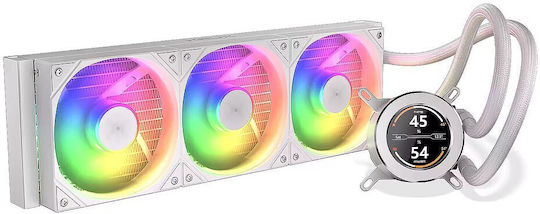 Krux HydroGlance 360 Υδρόψυξη Επεξεργαστή Τριπλού Ανεμιστήρα 120mm με ARGB Φωτισμό Λευκή