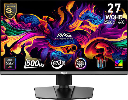MSI 272QP QD-OLED X50 QD-OLED HDR Gaming Monitor 26.5" QHD 2560x1440 500Hz με Χρόνο Απόκρισης 0.03ms GTG