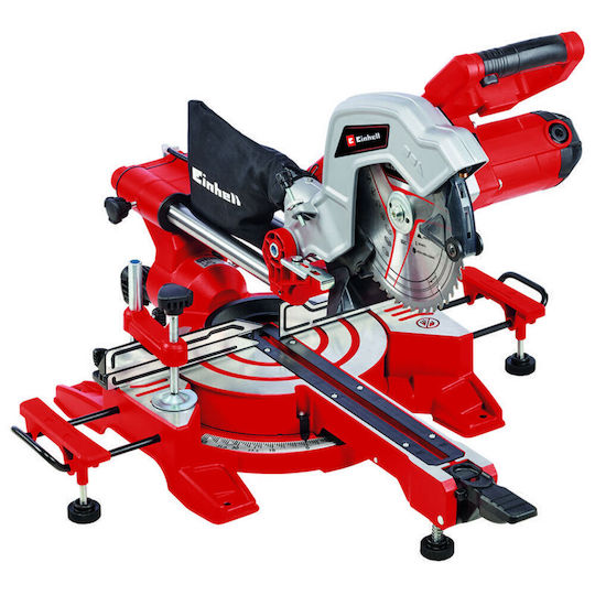 Einhell TC-SM216 Φαλτσοπρίονο Ρεύματος Συρόμενο με Ισχύ 1600W, Οδηγό Laser, Δίσκο Κοπής Διαμέτρου 216mm & Ταχύτητα Κοπής 5200rpm