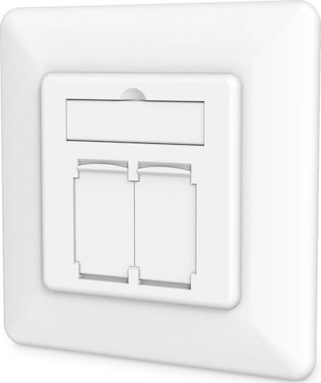 Digitus Μονή Πρίζα Δικτύου RJ45 με Πλαίσιο Τύπου Cat6 σε Λευκό Χρώμα DN-9010/8-2