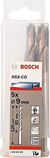 Bosch Twist Drill Σετ 5 Τρυπάνια Κοβαλτίου με Κυλινδρικό Στέλεχος για Μέταλλο 2608585896