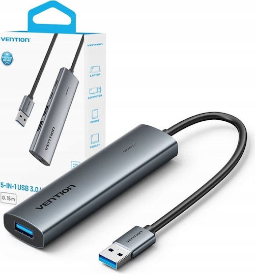 Vention USB 3.0 Hub 5 Θυρών με σύνδεση USB-A Γκρι S9921203