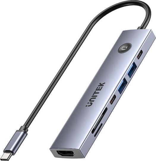 Unitek USB-C Docking Station με HDMI 4K PD Ασημί (H1124AGY01)
