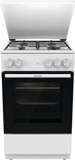 Gorenje GG5A14WJ Κουζίνα Υγραερίου 70lt με Εστίες Υγραερίου Π50εκ. Λευκή