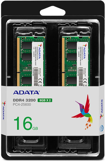 Adata DDR4 16GB RAM με 2x8GB Modules για Laptop AD4S32008G22-DTGN