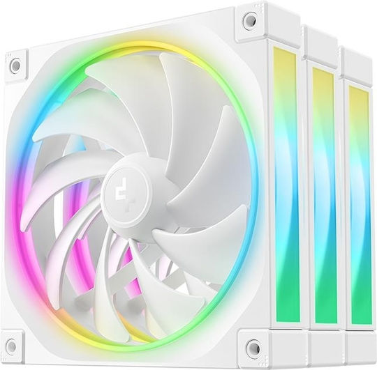 Deepcool FL14 Case Fan 140mm με ARGB Φωτισμό και Σύνδεση 4-Pin PWM 3τμχ Λευκό