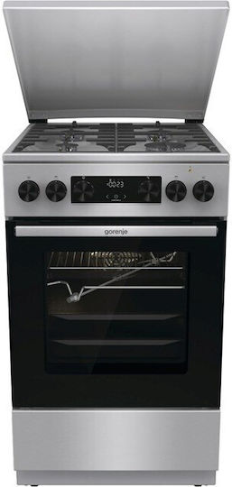 Gorenje GKS5C71XF Κουζίνα 70lt με Εστίες Υγραερίου Π50εκ. Silver