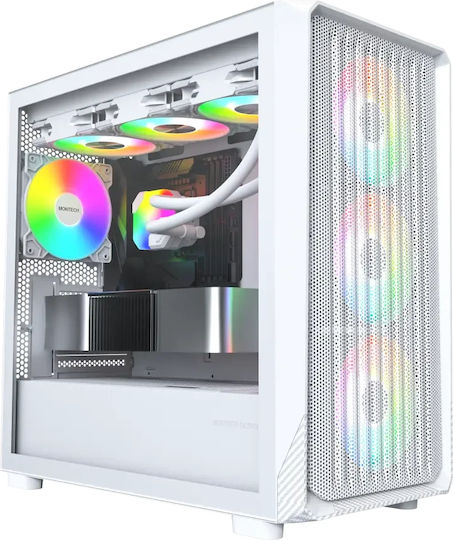 Montech X5M Gaming Mini Tower Κουτί Υπολογιστή με Πλαϊνό Παράθυρο και ARGB Φωτισμό Λευκό