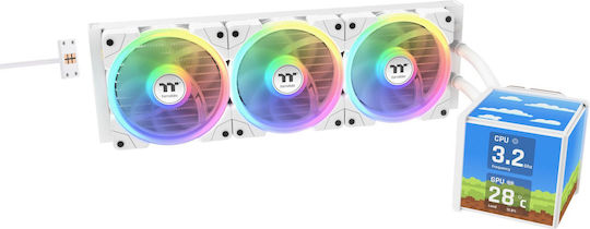 Thermaltake MINECUBE 360 Ultra AIO Υδρόψυξη Επεξεργαστή Τριπλού Ανεμιστήρα 120mm για Socket AM4/AM5/1700/1200/115x με ARGB Φωτισμό Λευκή