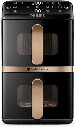 Philips Air Fryer με Διπλό Αποσπώμενο Κάδο 10lt Μαύρο NA462/70
