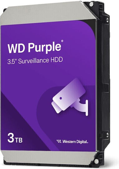 Western Digital 3TB HDD Σκληρός Δίσκος 3.5" SATA III 5400rpm με 128MB Cache για Καταγραφικό WD34PURZ