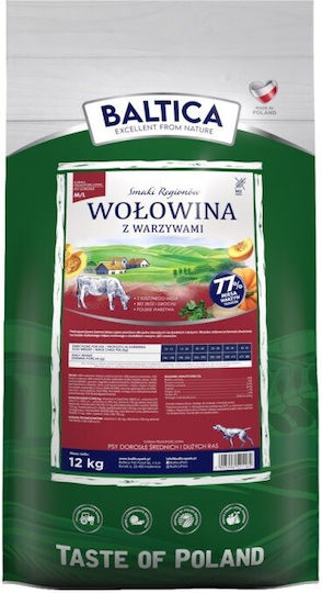 Baltica 12kg Ξηρά Τροφή Σκύλων Μεσαίων & Μεγαλόσωμων Φυλών χωρίς Σιτηρά με Βοδινό και Λαχανικά