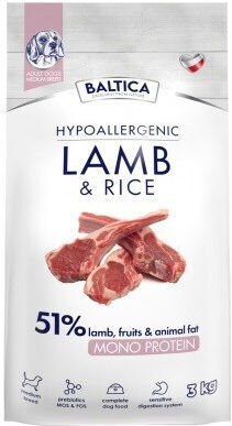 Baltica 3kg Ξηρά Τροφή για Ενήλικους Σκύλους Μεσαίων Φυλών με Αρνί και Ρύζι