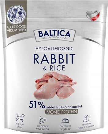 Baltica 1kg Ξηρά Τροφή Σκύλων Μεσαίων Φυλών με Κουνέλι, Λαγό και Ρύζι