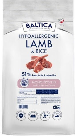 Baltica 12kg Ξηρά Τροφή Σκύλων Μικρόσωμων Φυλών με Αρνί και Ρύζι