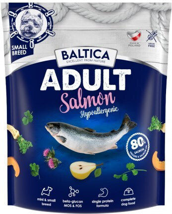 Baltica 1kg Ξηρά Τροφή χωρίς Σιτηρά για Ενήλικους Σκύλους Μικρόσωμων Φυλών με Σολομό