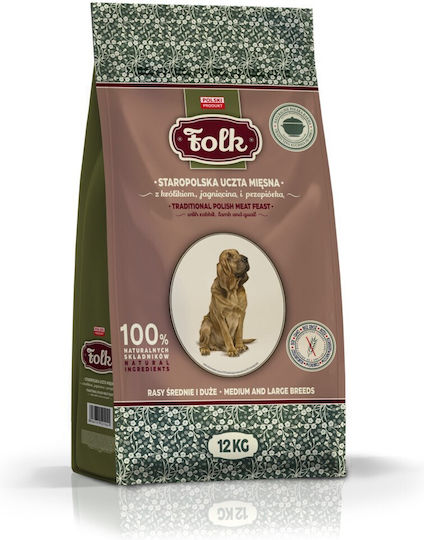 Dog Food 12kg Ξηρά Τροφή χωρίς Σιτηρά για Ενήλικους Σκύλους Μεσαίων & Μεγαλόσωμων Φυλών με Κρέας, Κουνέλι, Λαγό, Αρνί και Ορτύκι