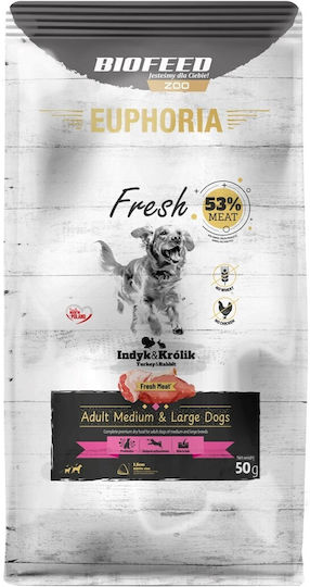 Biofeed Euphoria 25kg Ξηρά Τροφή για Ενήλικους Σκύλους Μεσαίων & Μεγαλόσωμων Φυλών με Κρέας, Γαλοπούλα, Κουνέλι και Λαγό