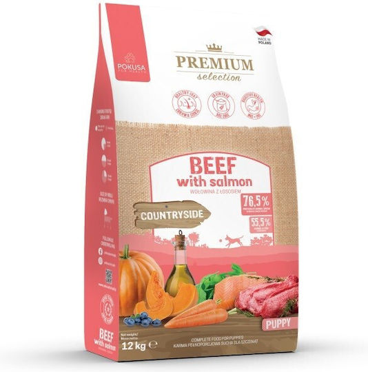 Pokusa 12kg Ξηρά Τροφή χωρίς Σιτηρά για Κουτάβια με Βοδινό και Σολομό