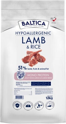 Baltica 12kg Ξηρά Τροφή Σκύλων Μεγαλόσωμων Φυλών με Αρνί και Ρύζι