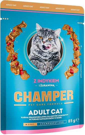 Champer Υγρή Τροφή για Γάτες σε Φακελάκι με Γαλοπούλα 85gr DLKCH2KAM0002