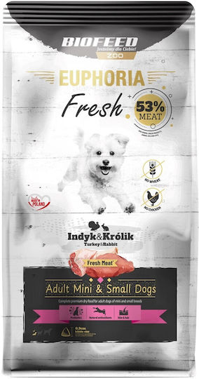 Biofeed Euphoria Ξηρά Τροφή για Ενήλικους Σκύλους Μικρόσωμων Φυλών με Γαλοπούλα, Κουνέλι και Λαγό