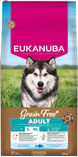 Eukanuba 12kg Ξηρά Τροφή χωρίς Σιτηρά για Ενήλικους Σκύλους Μεγαλόσωμων Φυλών με Ψάρια