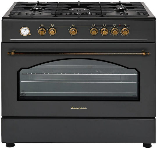 Ravanson KWGE–90AR Κουζίνα 110lt με Εστίες Υγραερίου Π90εκ. Black