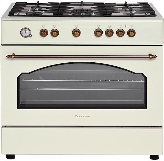 Ravanson KWGE–90ARC Κουζίνα 110lt με Εστίες Υγραερίου Π90εκ. Cream