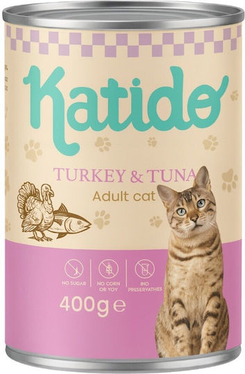 Katido Υγρή Τροφή για Γάτες με Γαλοπούλα και Τόνο χωρίς Σιτηρά 400gr DLKKTIKAM0007