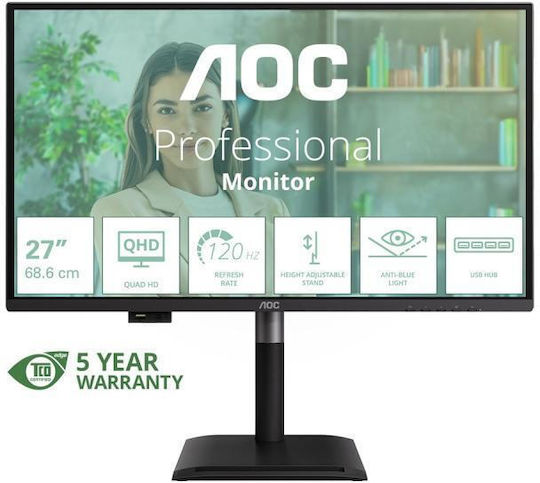 AOC Q27P4U IPS HDR Monitor 27" QHD 2560x1440 με Χρόνο Απόκρισης 4ms GTG
