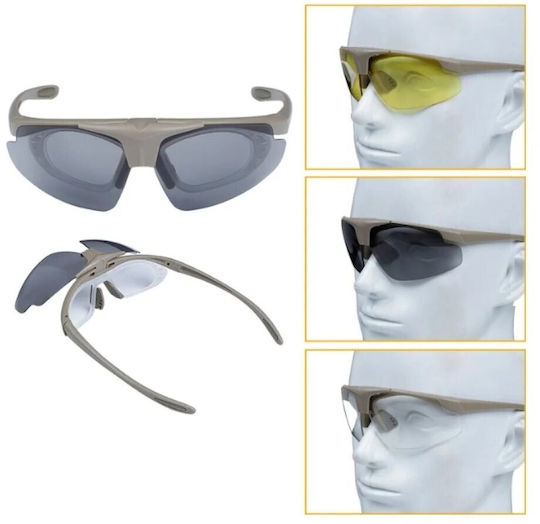 Γυαλιά Ποδηλασίας Okulary Strzeleckie Wosport Tan 3 Wymienne Wizjery Pasek Wsp και Χρωματιστούς Φακούς