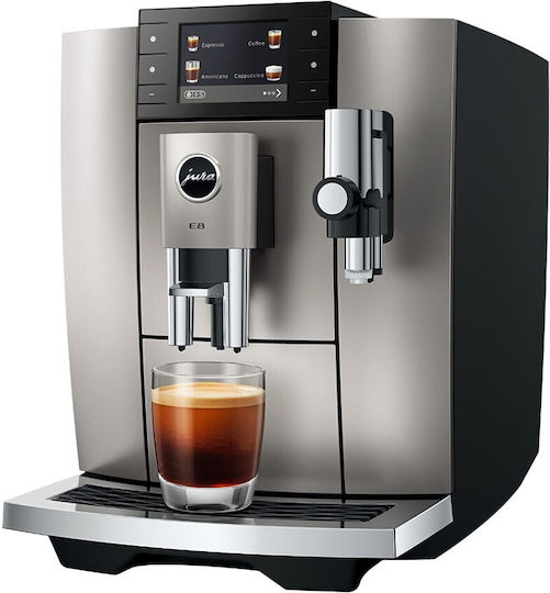 Jura E8 Αυτόματη Μηχανή Espresso 1450W Πίεσης 15bar με Μύλο Άλεσης Midnight Silver