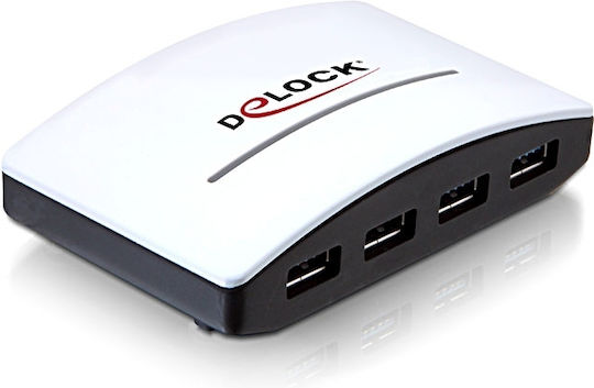 DeLock USB 3.0 Hub 4 Θυρών με σύνδεση USB-A και Εξωτερική Παροχή Ρεύματος Λευκό (61762)