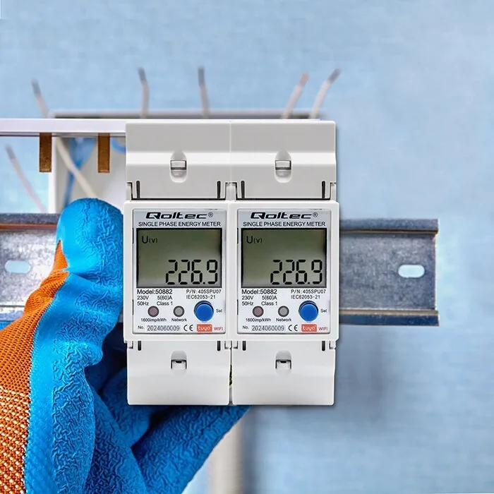 20250211093918_af21d654 Qoltec 50882 Single Phase Electronic Energy Consumption Meter Din Rail Wi-fi Tuya 230v Lcd - Image 1