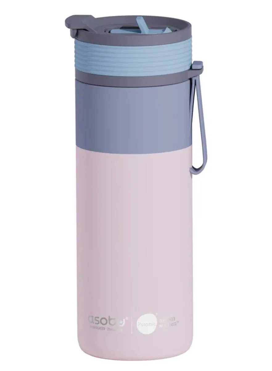 20250812135300_asobu_mpoukali_thermos_anoxeidoto_600ml_roz_me_kalamaki Asobu Μπουκάλι Θερμός Ανοξείδωτο 600ml Ροζ με Καλαμάκι - Image 1