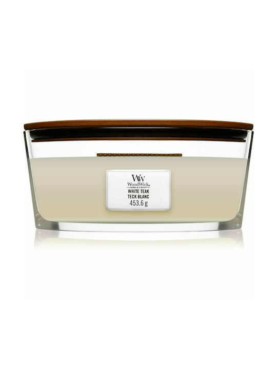 WoodWick Αρωματικό Κερί σε Βάζο με Άρωμα White Teak Λευκό 453.6gr