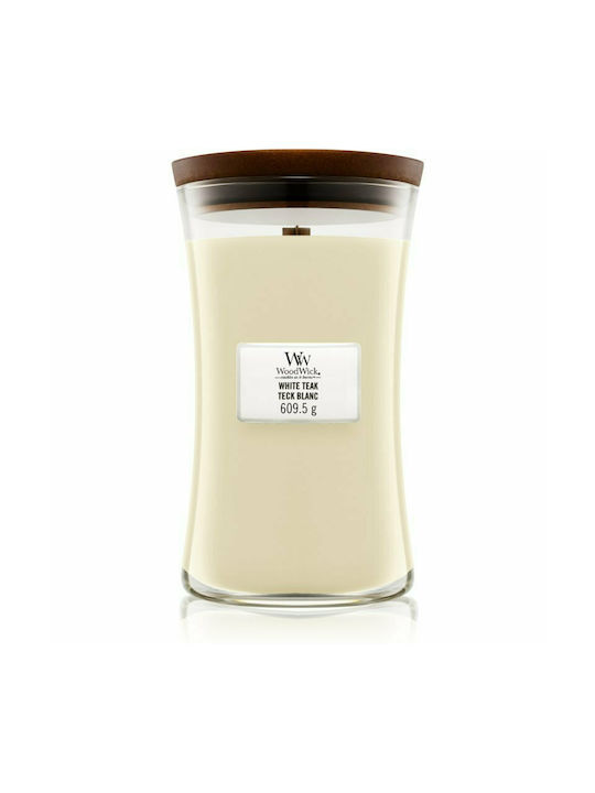 WoodWick Αρωματικό Κερί σε Βάζο με Άρωμα White Teak Λευκό 609.5gr