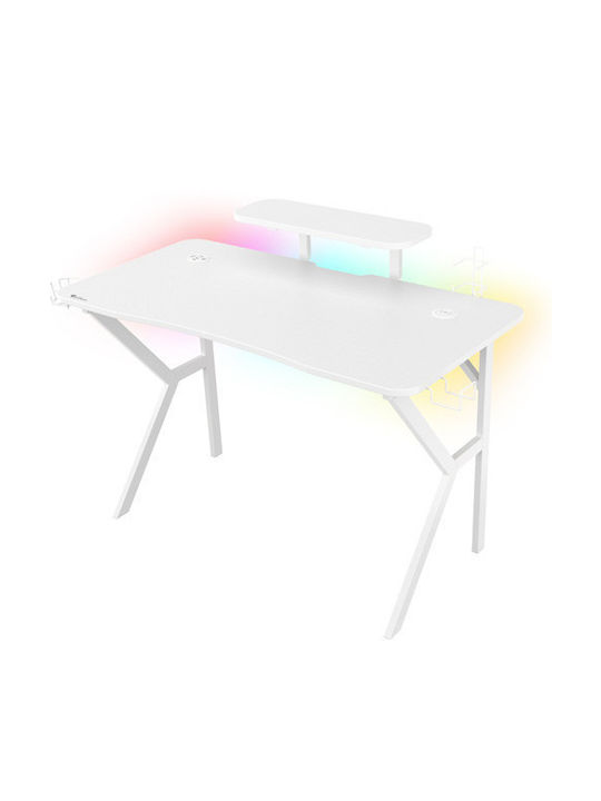 Γραφείο Gaming Ξύλινο Λευκό με Μεταλλικά Πόδια, LED & USB θύρες 120x60x75εκ. NDS-1802