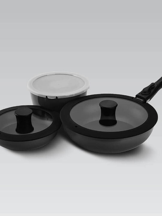 Maestro Σετ Κατσαρόλες από Αλουμίνιο Μαύρο με Κεραμική Επίστρωση 3τμχ