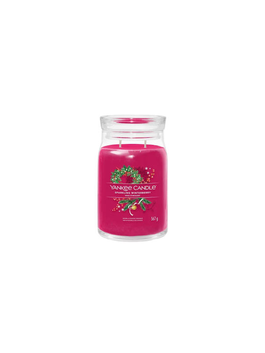 Yankee Candle Αρωματικό Κερί Sparkling σε Βάζο με Άρωμα Sparkling Winterberry Ροζ 567gr