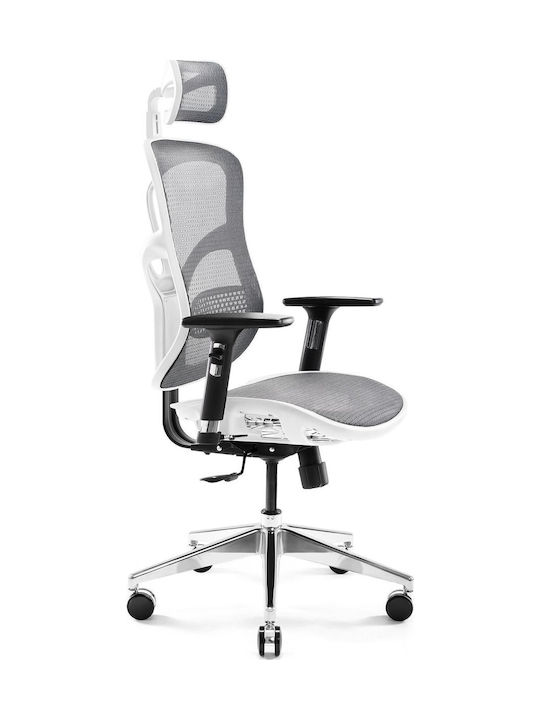 Καρέκλα Γραφείου με Ανάκλιση και Ρυθμιζόμενα Μπράτσα V-basic White And Grey Diablo
