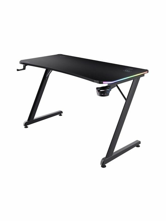 Γραφείο Gaming GXT 709 Luminus Ξύλινο Μαύρο με Μεταλλικά Πόδια & LED 120x74x60εκ. 25184