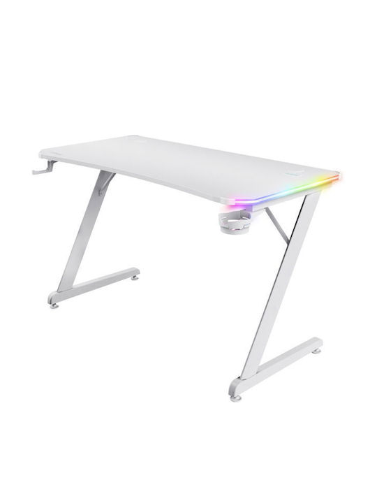 Γραφείο Gaming GXT 709W Luminus Ξύλινο White με LED & USB θύρες 120x60x74εκ. 25328