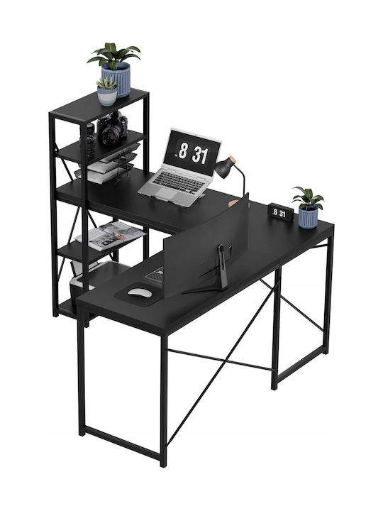 Γραφείο Leader Ξύλινο Μαύρο 145x50x75εκ.