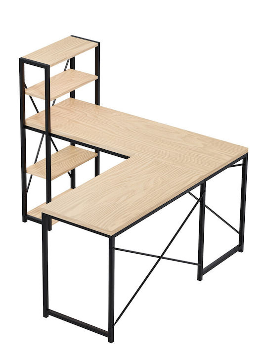 Γωνιακό Επαγγελματικό Γραφείο Leader Ξύλινο Oak 145x50x75εκ.