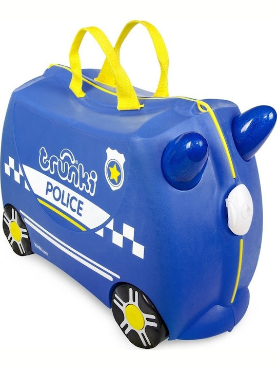 Trunki Percy Police Car Παιδική Βαλίτσα Ταξιδίου Καμπίνας Σκληρή Μπλε με 4 Ρόδες Ύψους 31εκ. 0323-GB01